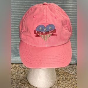 Life is Good pink American ball cap